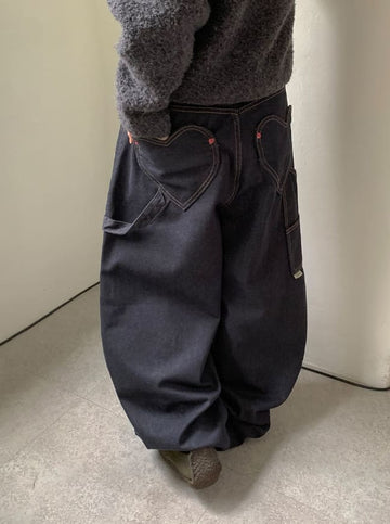 Feltani Heart Carpenter Denim Balloon Wide Pants